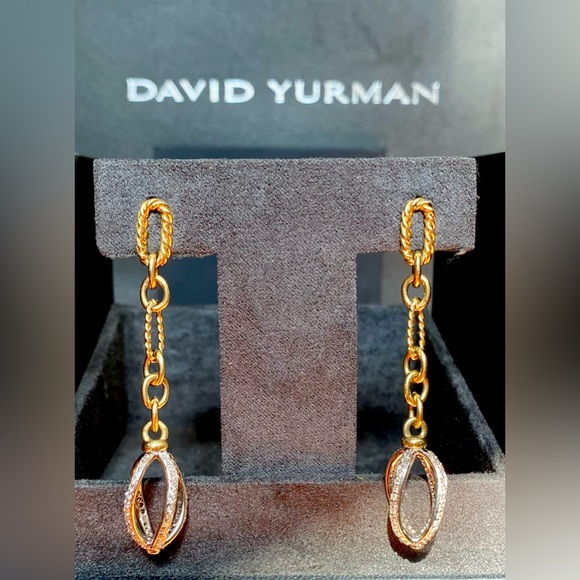 DAVID YURMAN Rare 18K Diamond Lantana Figaro Chain Earrings 💎💎💎 - Picture 4 of 13